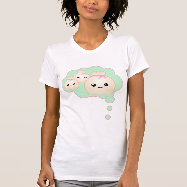 Camiseta Kawaii piensa las bolas de masa hervida (Anverso)