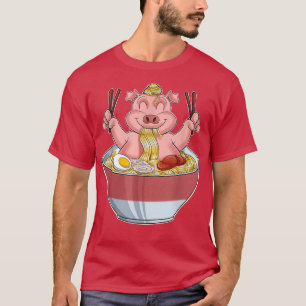 Camiseta Kawaii Piglet Japonés Ramen Noodles I Otaku Anime