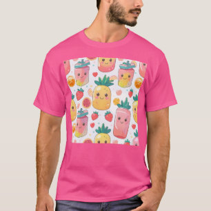 Camiseta Kawaii Pineapple Juice Boxes Patrón de fruta dulce