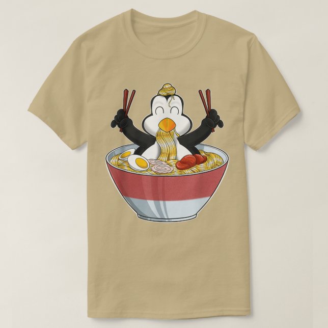 Camiseta Kawaii Pingüino Japonés Ramen Noodles I Otaku Anim (Diseño del anverso)
