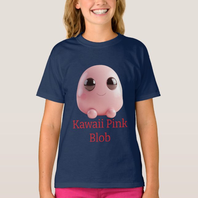 Camiseta Kawaii Pink Blob — Personaje 3D Lindo  (Anverso)