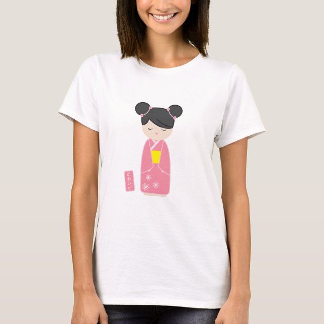 Camiseta Kawaii Pink Kokeshi (Anverso)