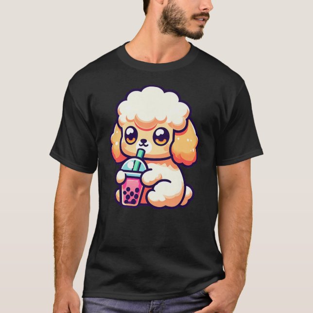 Camiseta Kawaii Poodle Dog Anime Boba Tea Bubble Milk Tea K (Anverso)