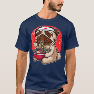 Camiseta Kawaii Pug Ramen Cute Manga Japonesa Perro Anime