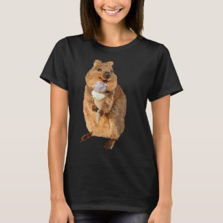 Camiseta kawaii quokka comiendo helado cono