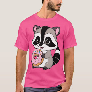 Camiseta Kawaii Raccoon sostiene a un Personalizado sonrien