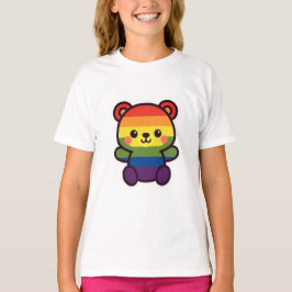 Camiseta Kawaii Rainbow Teddy - Una elegante fiesta del org