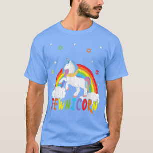 Camiseta Kawaii Rainbow Unicorn Jew Menorah