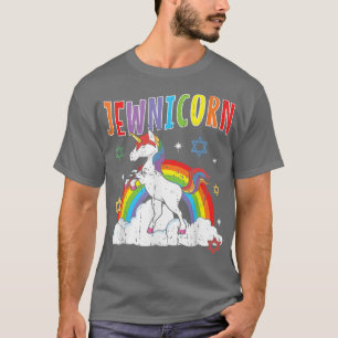 Camiseta Kawaii Rainbow Unicorn Jewnicorn Menorah Feliz