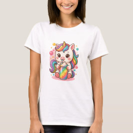 Camiseta Kawaii Rainbow Unicorn Smoothie - Cute Pastel Chib