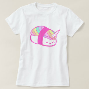 Camiseta Kawaii Rainbow Unicorn Sushi