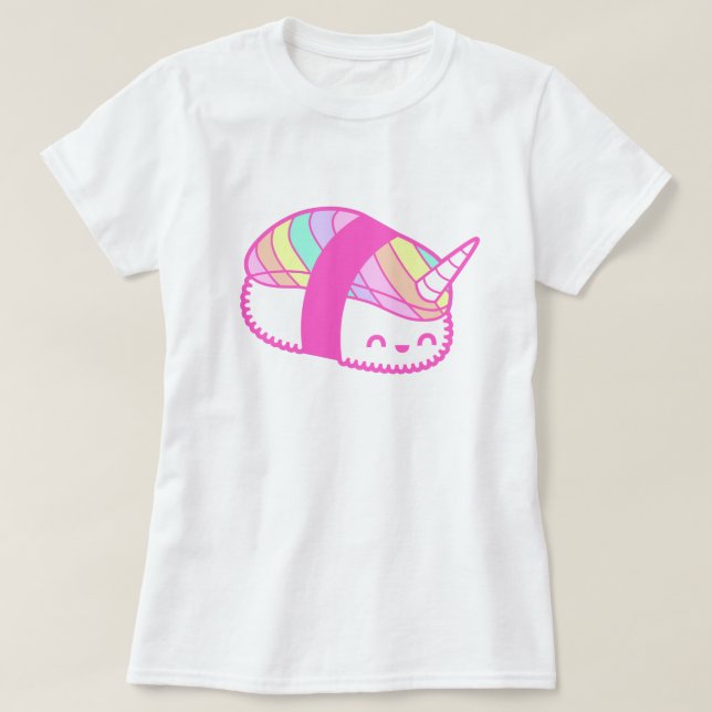 Camiseta Kawaii Rainbow Unicorn Sushi (Diseño del anverso)