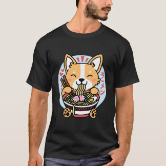 Camiseta Kawaii Ramen Anime Perro Corgi Noodles Japoneses J