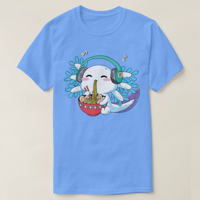 Camiseta Kawaii Ramen Axolotl Chicas adolescentes japoneses (Diseño del anverso)