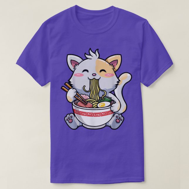 Camiseta Kawaii Ramen Cat Anime Apparel fideo lindo del ves (Diseño del anverso)