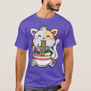 Camiseta Kawaii Ramen Cat Anime Apparel fideo lindo del ves