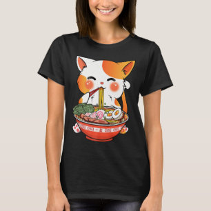 Camiseta Kawaii Ramen Cat Anime Japanese Food Girls Officia