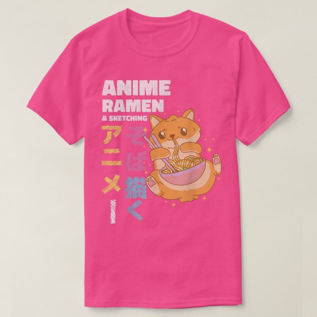 Camiseta Kawaii Ramen Cat Anime Ramen Sktetching (Diseño del anverso)