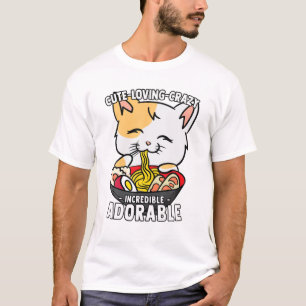 Camiseta Kawaii Ramen Cat - Corta, Amada, Loca, Increíble