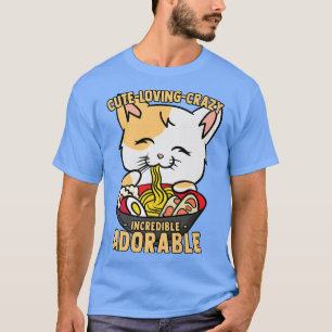 Camiseta Kawaii Ramen Cat Cute, Amor, Loco, Increíble