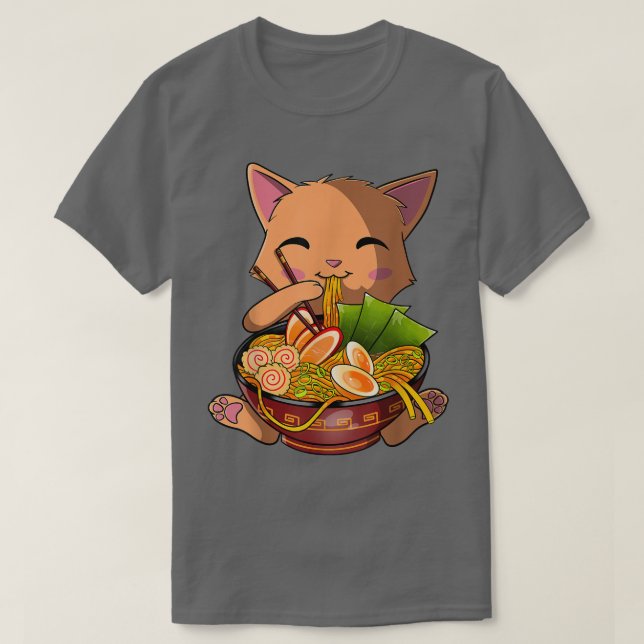 Camiseta Kawaii Ramen Cat, Japanese Neko Noodle Funny Anime (Diseño del anverso)