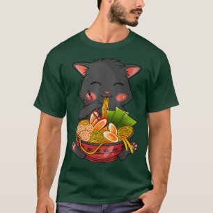 Camiseta Kawaii Ramen Cat, Japanese Neko Noodle Funny Anime