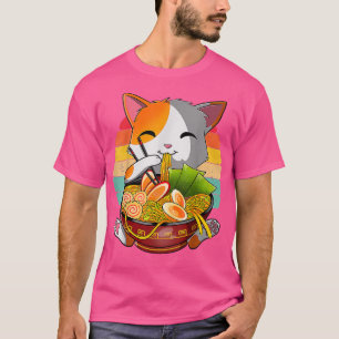 Camiseta Kawaii Ramen Cat, Japanese Neko Noodle Funny Vinta