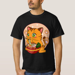 Camiseta Kawaii Ramen Cat Japonés Neko Noodle Anime Regalo