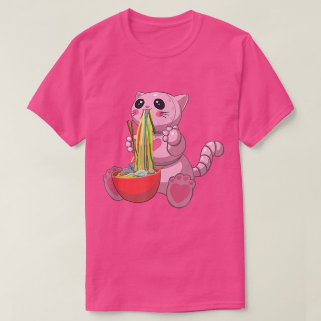 Camiseta Kawaii Ramen Cat, Kawaii Mecha Robot, gato come ra (Diseño del anverso)