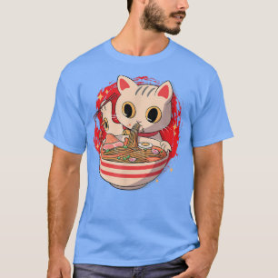 Camiseta Kawaii Ramen Cat Lover Anime japonés de fideos Nek
