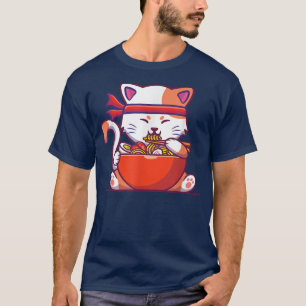 Camiseta Kawaii Ramen Cat Man Mujeres Chicas Humor