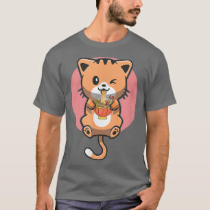 Camiseta Kawaii Ramen Cute Anime Gatos Ramen Bowl Japonés N