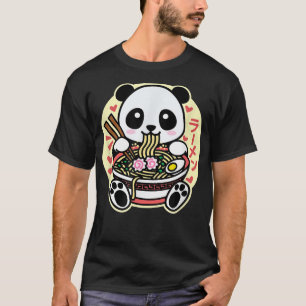 Camiseta Kawaii Ramen Cute Anime Panda Fideos Japoneses Asi