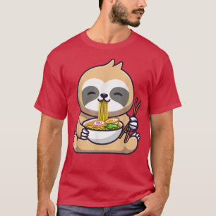 Camiseta Kawaii Ramen Cute Anime Sloths Otaku Nood japonés