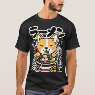 Camiseta Kawaii Ramen Cute Dog Corgi Noodles Japoneses