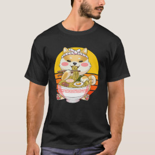 Camiseta Kawaii Ramen Cute Perro Anime Corgi Fideos Japones