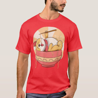 Camiseta Kawaii Ramen Cute Perro Anime Corgi Fideos Japones
