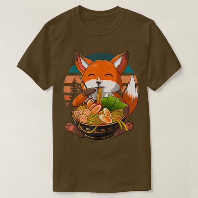 Camiseta Kawaii Ramen Fox, un anime divertido de los fideos (Diseño del anverso)