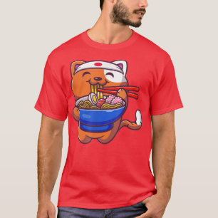 Camiseta Kawaii Ramen Gato Anime Chicas de comida japonesa 