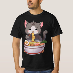 Camiseta Kawaii Ramen Gato Anime Niño Regalo de Comida Japo