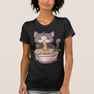 Camiseta Kawaii Ramen Gato Anime Niño Regalo de Comida Japo