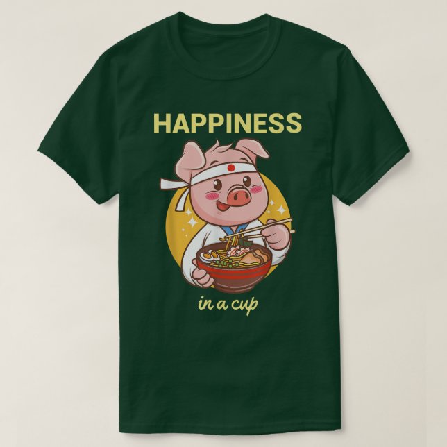 Camiseta Kawaii Ramen Japonés Anime Noodles Cuidados Piglet (Diseño del anverso)