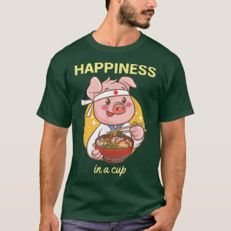 Camiseta Kawaii Ramen Japonés Anime Noodles Cuidados Piglet