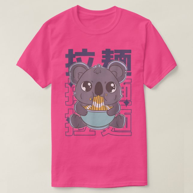 Camiseta Kawaii Ramen japonés con fideos animales aburridos (Diseño del anverso)