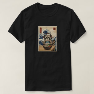 Camiseta kawaii ramen japonés Mapache juegos retro