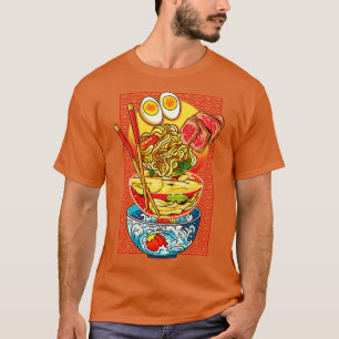 Camiseta Kawaii Ramen japonés retro Hombres mujeres gracios