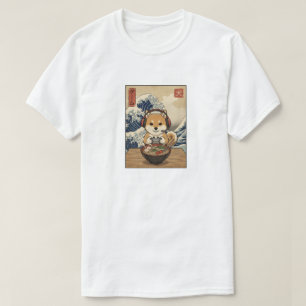 Camiseta kawaii ramen japonés Shiba Inu juegos retro