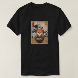 Camiseta kawaii ramen japonés zorro japonés juegos retro