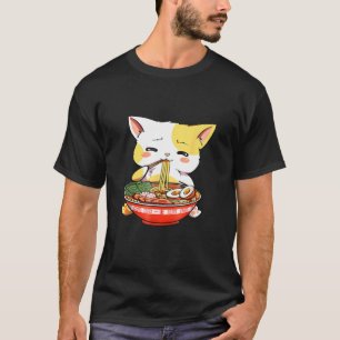 Camiseta Kawaii Ramen Neko Hombres Mujeres Niños Noodle Jap