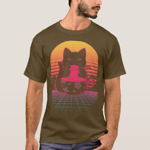 Camiseta Kawaii Ramen Neko Retro gato Anime de fideos japon